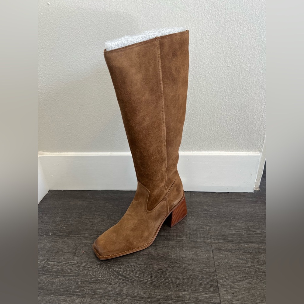 Brown Suede Knee-High Boots